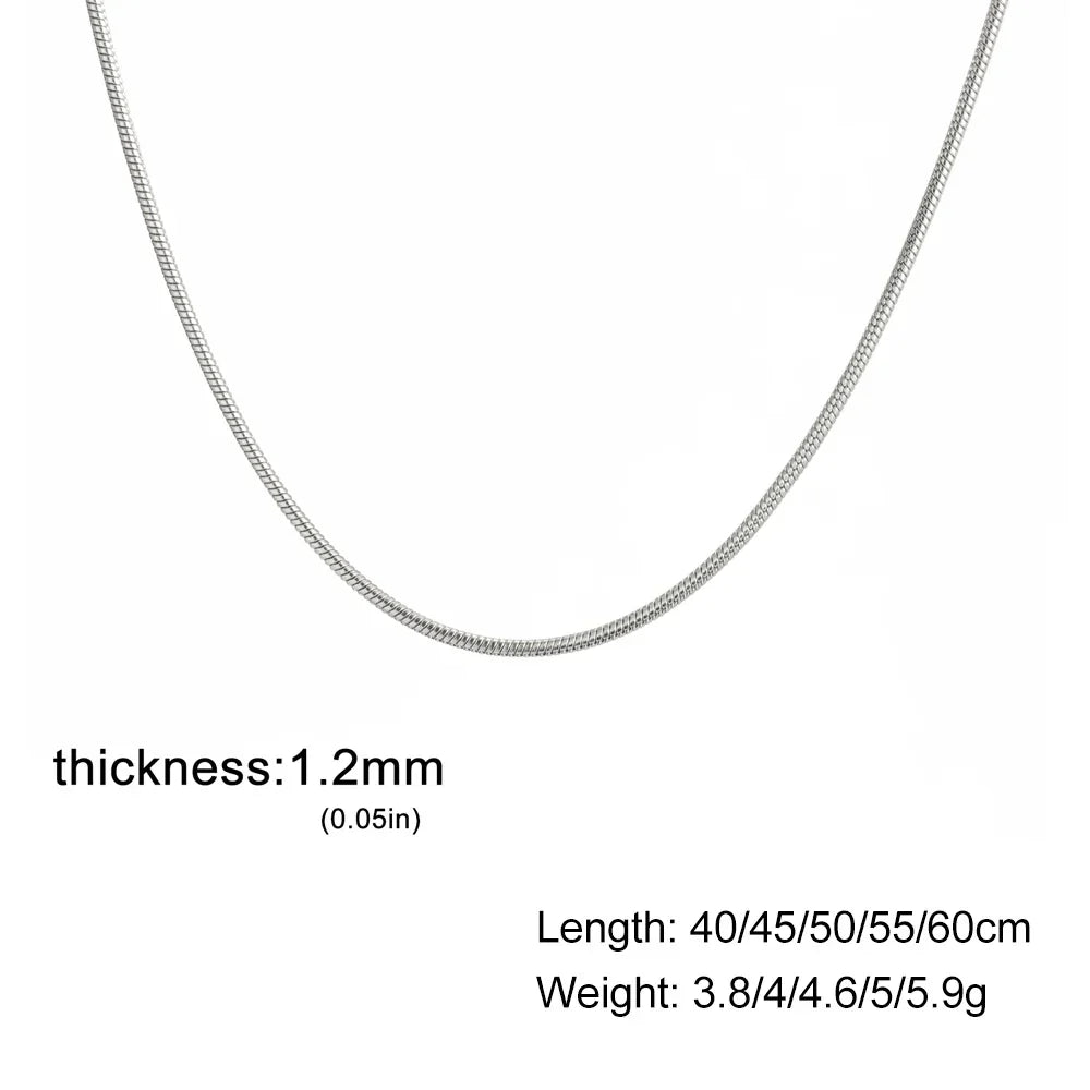 Stainless Steel Gold Color Round Snake Chain Necklace Women Men Long Neck Chains Trendy Punk Jewelry Gift Wholesale