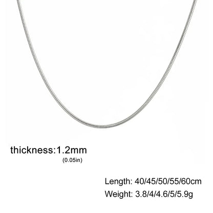 Stainless Steel Gold Color Round Snake Chain Necklace Women Men Long Neck Chains Trendy Punk Jewelry Gift Wholesale