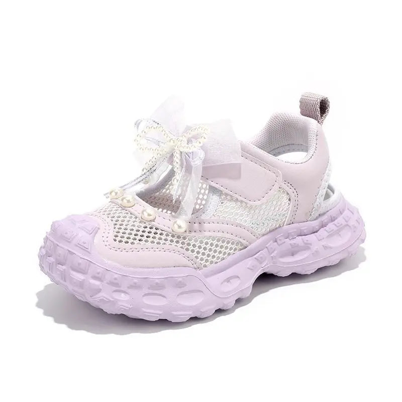 Girls' princess sandals summer 2026 new children's Baotou foreign pearl single mesh shoes for children mesh sneakers