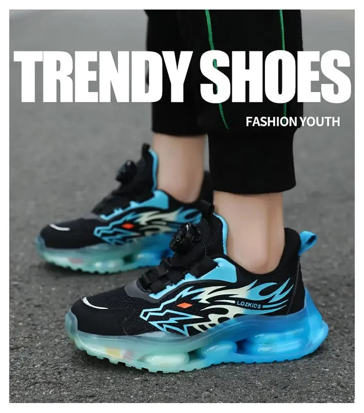 New Anti-skid Leather Kids Sneakers for Boys Running Walking Lightweight Casual Shoes With Fashion Dragon Pattern Size 28-39