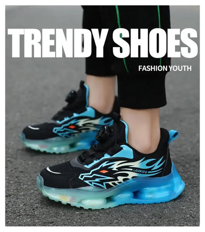 New Anti-skid Leather Kids Sneakers for Boys Running Walking Lightweight Casual Shoes With Fashion Dragon Pattern Size 28-39