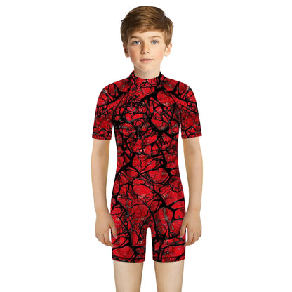 Children One Pieces Swimsuit Superhero 3D Print Playsuit Child Short Sleeve Swimwear Beach Bathing Suit Swim Wear For Boys Girls