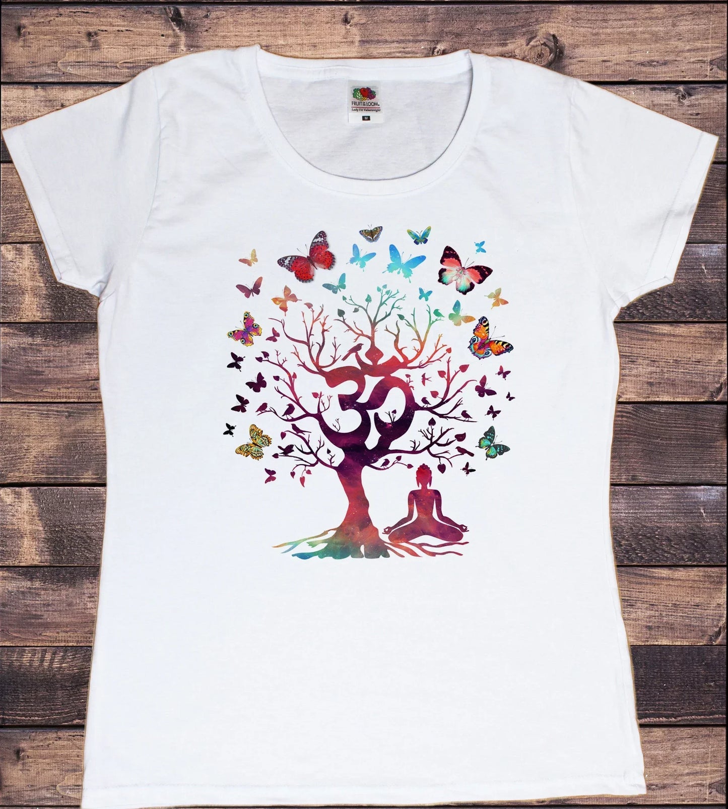 Yoga Print Tshirt Women Bird Om Aum Jade Buddha Meditation Tie Die T Shirt Femme T-Shirt Tops