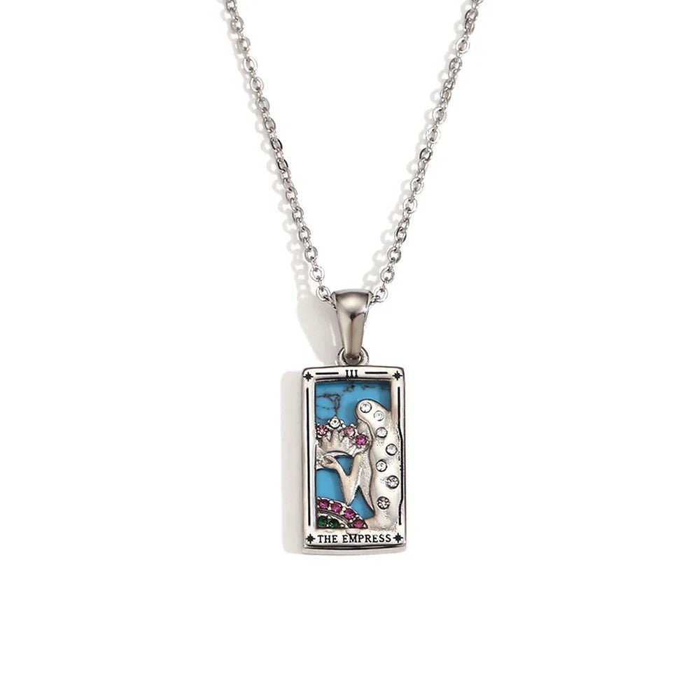 Original New Tarot Queen Lover Magician Moon Necklace Tarnish Free Stainless Steel Jewelry 18K Gold Plated Decoration