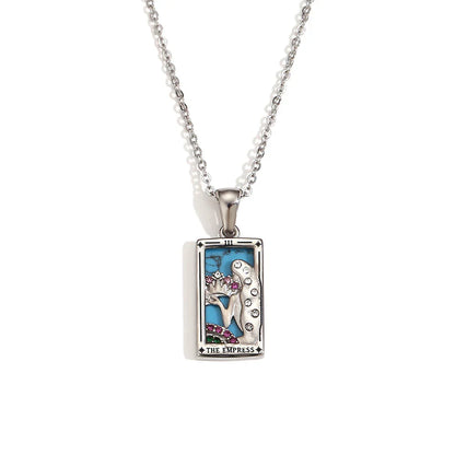 Original New Tarot Queen Lover Magician Moon Necklace Tarnish Free Stainless Steel Jewelry 18K Gold Plated Decoration