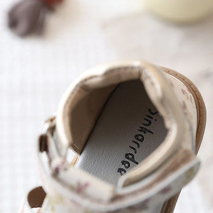 Summer Toddler Girls Floral Closed Toe Sandals Anti-collision Kids Sandal Lovely Hook-loop Sweet Children Beach Shoes 21-30