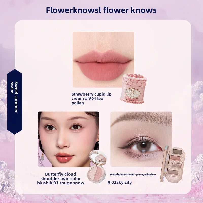 Gift Box Makeup Set Little Angel Full Box Lip Glaze Blusher Shell Jewelry Flower Know Birthday Gift Kit
