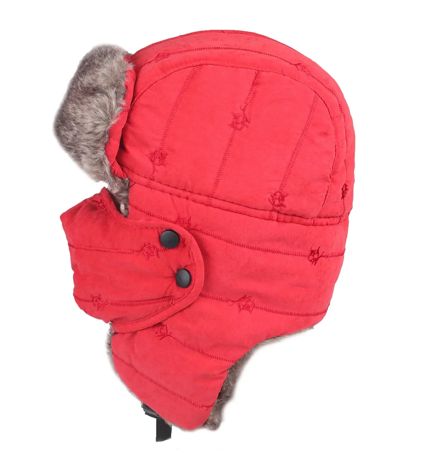 Men's Warm Chunky Trapper Hat Removable Windproof Winter Russian Hats with Mask Ushanka Hat