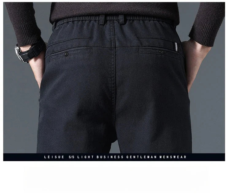2025 Autumn New Casual Pants Men's Fashion Slim Fit Thick Straight Pants Soft Cotton Retro Style Streetwear Trousers Clothing