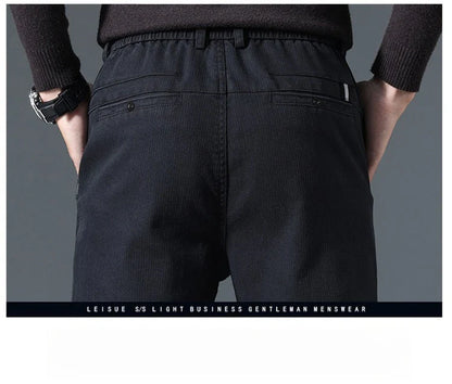 2025 Autumn New Casual Pants Men's Fashion Slim Fit Thick Straight Pants Soft Cotton Retro Style Streetwear Trousers Clothing