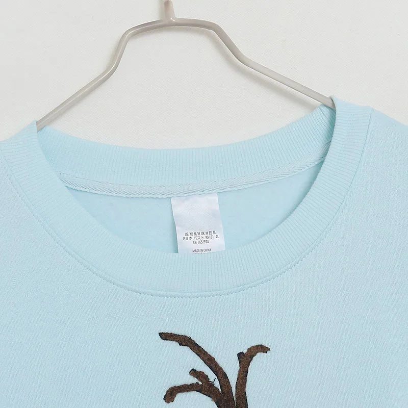 Embroidery Sweatshirt Women Casual Fleece Jumper Tigger Cheshire Cat Cartoon Loose Pullover Top O Neck