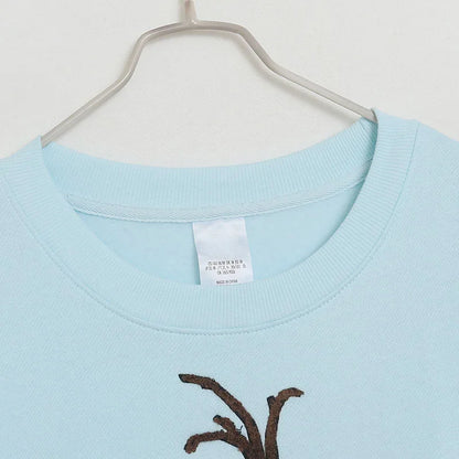 Embroidery Sweatshirt Women Casual Fleece Jumper Tigger Cheshire Cat Cartoon Loose Pullover Top O Neck