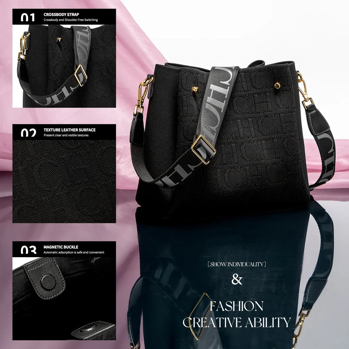 Classic Retro New Solid Color Letter Design Women's Shoulder Bag Fashion Party Multifunctional Occasion Handbag