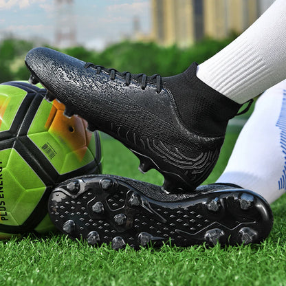 Men & Women AG Stud Leather Football Shoes, Anti-slip, for adult & student training, artificial and natural grass pitches
