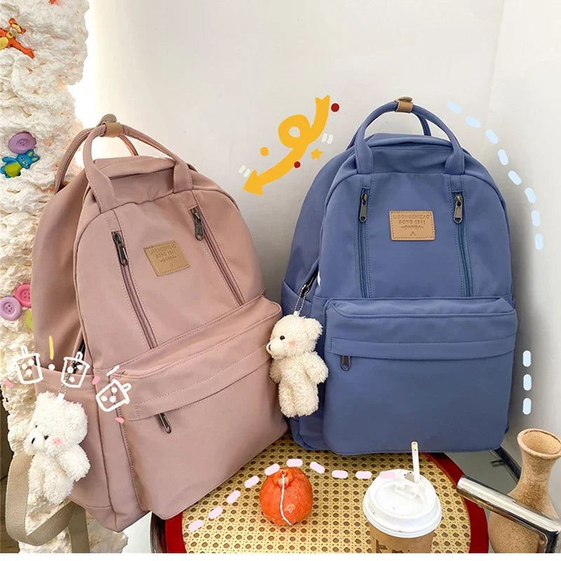 Solid Color Women Backpack High Quality Youth Waterproof Backpacks for Teenage Girls Female School Shoulder Bag Bagpack