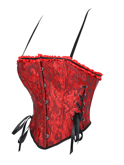 Double halter lace-trimmed corset for ladies a court shaping top