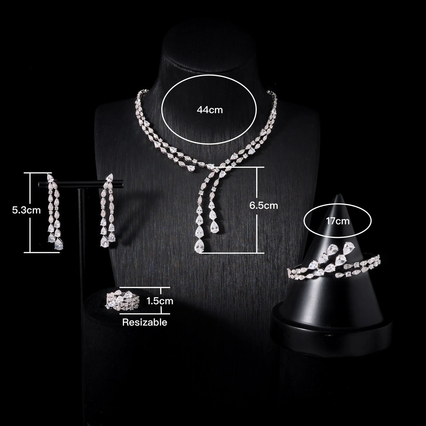 Women's Cubic Zircon Necklace Set Elegant Bridal Wedding Jewelry Accessory 00121