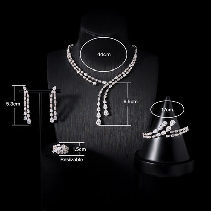 Women's Cubic Zircon Necklace Set Elegant Bridal Wedding Jewelry Accessory 00121