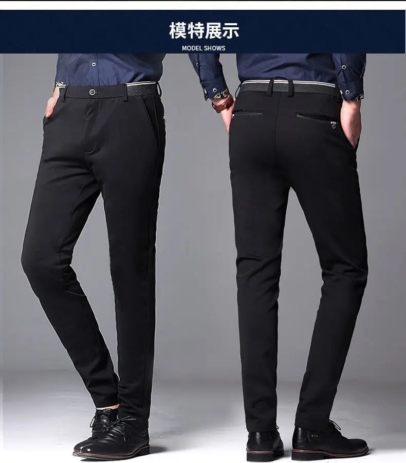Classic Black Men's Office Dress Pants for Business Formal Fashionable Slim Fit Men's Suit Pants Casual Trousers Plus Size 28-40
