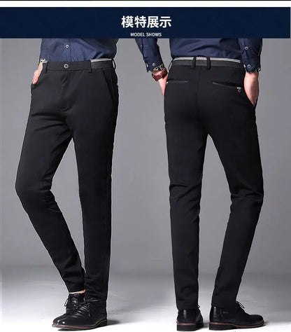 Classic Black Men's Office Dress Pants for Business Formal Fashionable Slim Fit Men's Suit Pants Casual Trousers Plus Size 28-40