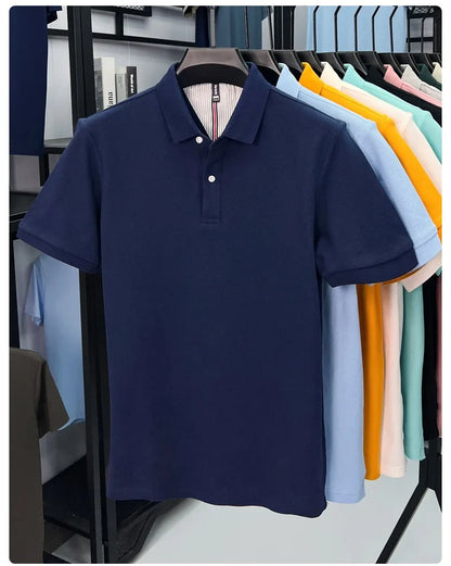 100% cotton short sleeve polo shirt comfortable lightweight high-end brand fashionable simple summer men's casual lapel T-shirt