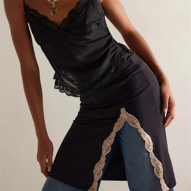 Elegant Satin Embroidery Pencil Skirts Summer Sexy High Waist Split Mini Skirts For Women Fashion Slim Skirt Female