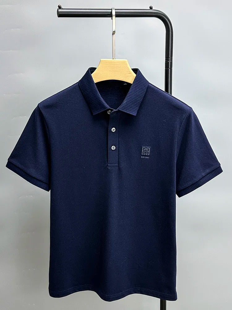 100% cotton breathable polo shirt short sleeve men's brand T-shirt 2023 summer high-end embroidery casual loose Paul shirt men's