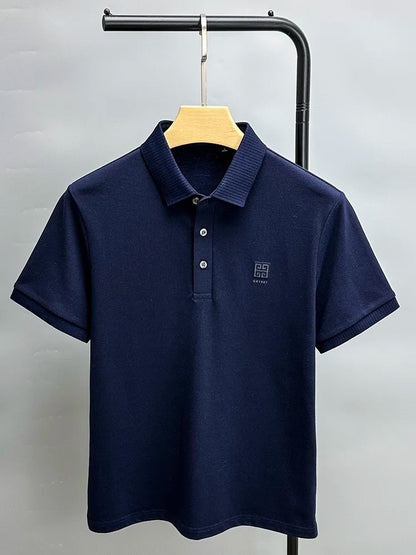 100% cotton breathable polo shirt short sleeve men's brand T-shirt 2023 summer high-end embroidery casual loose Paul shirt men's