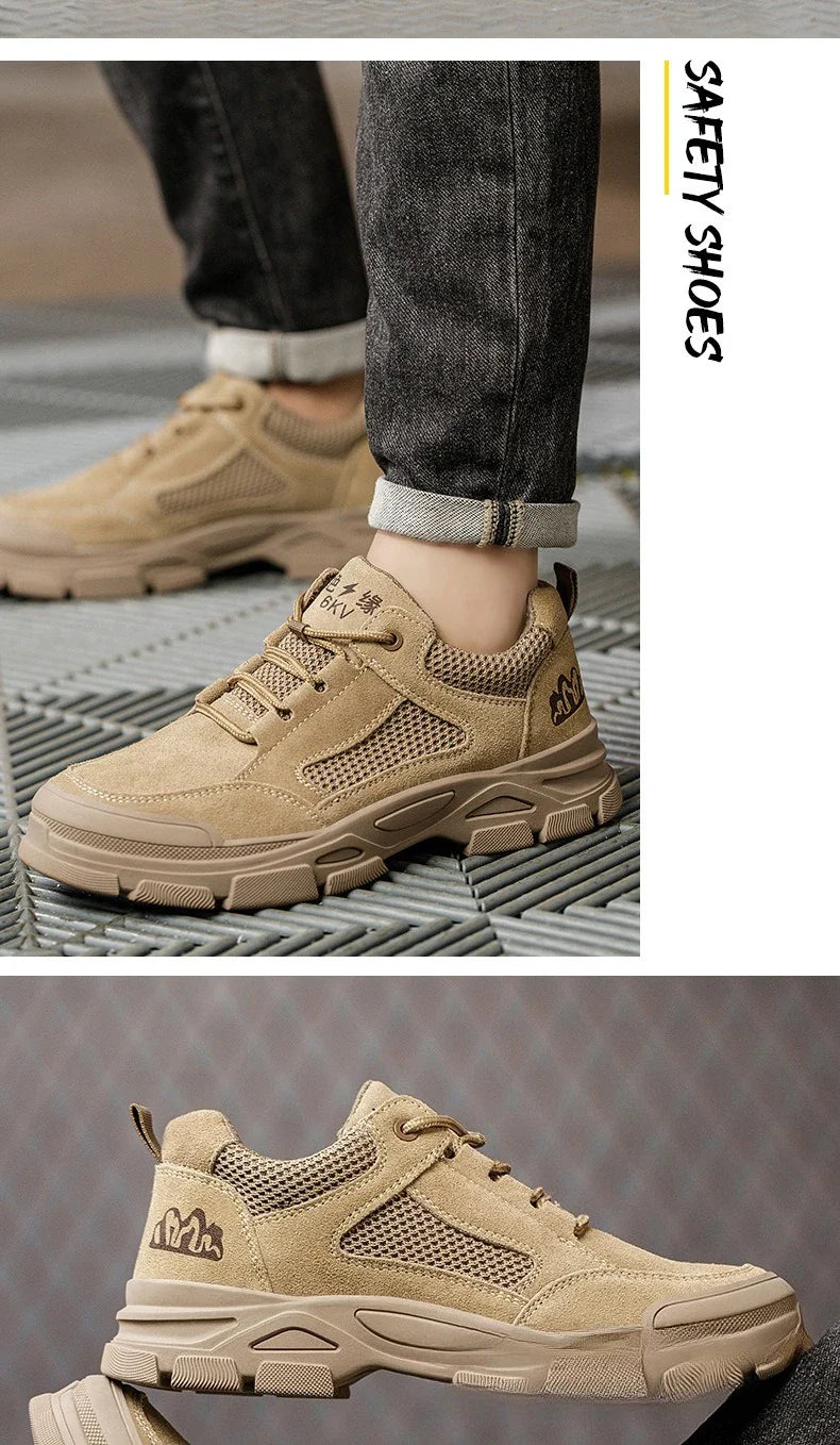 Labor Protection Shoes Men's Anti Smashing AntiPiercing Insulation Work Shoes Cowhide Solid Bottom Construction Site SafetyShoes