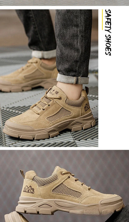 Labor Protection Shoes Men's Anti Smashing AntiPiercing Insulation Work Shoes Cowhide Solid Bottom Construction Site SafetyShoes