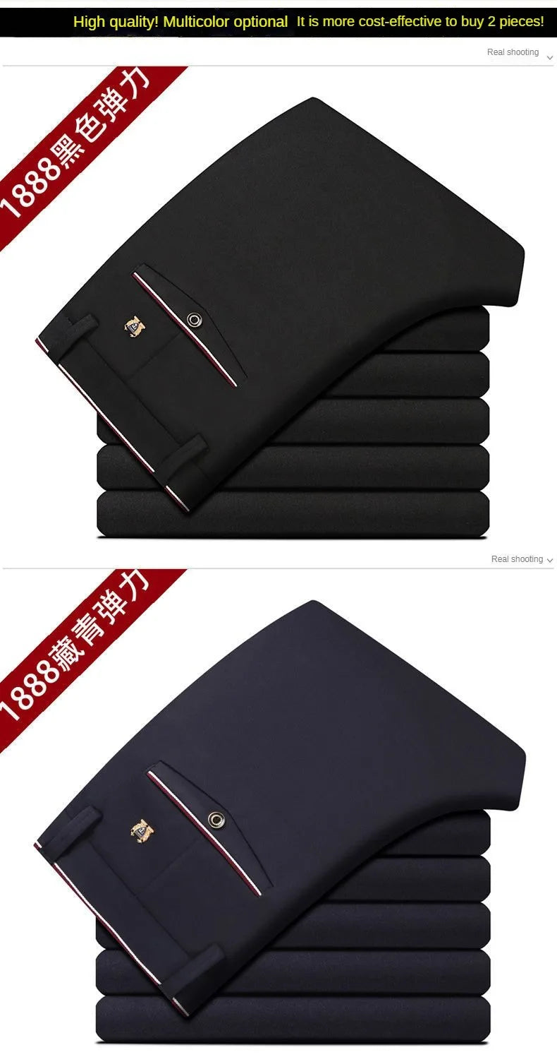 Classic Black Men's Office Dress Pants for Business Formal Fashionable Slim Fit Men's Suit Pants Casual Trousers Plus Size 28-40