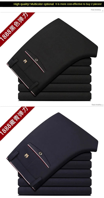Classic Black Men's Office Dress Pants for Business Formal Fashionable Slim Fit Men's Suit Pants Casual Trousers Plus Size 28-40