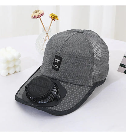 Outdoor Mesh Cap Solar Powered Charging Fan Cap Summer New Style Breathable Sunshade Sun Protection men's women's Adults Mz126