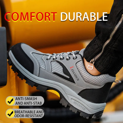 Men's Tactical Safety Shoes Breathable Steel Toe Puncture Resistant Work Shoes Wear-Resistant Protective Footwear