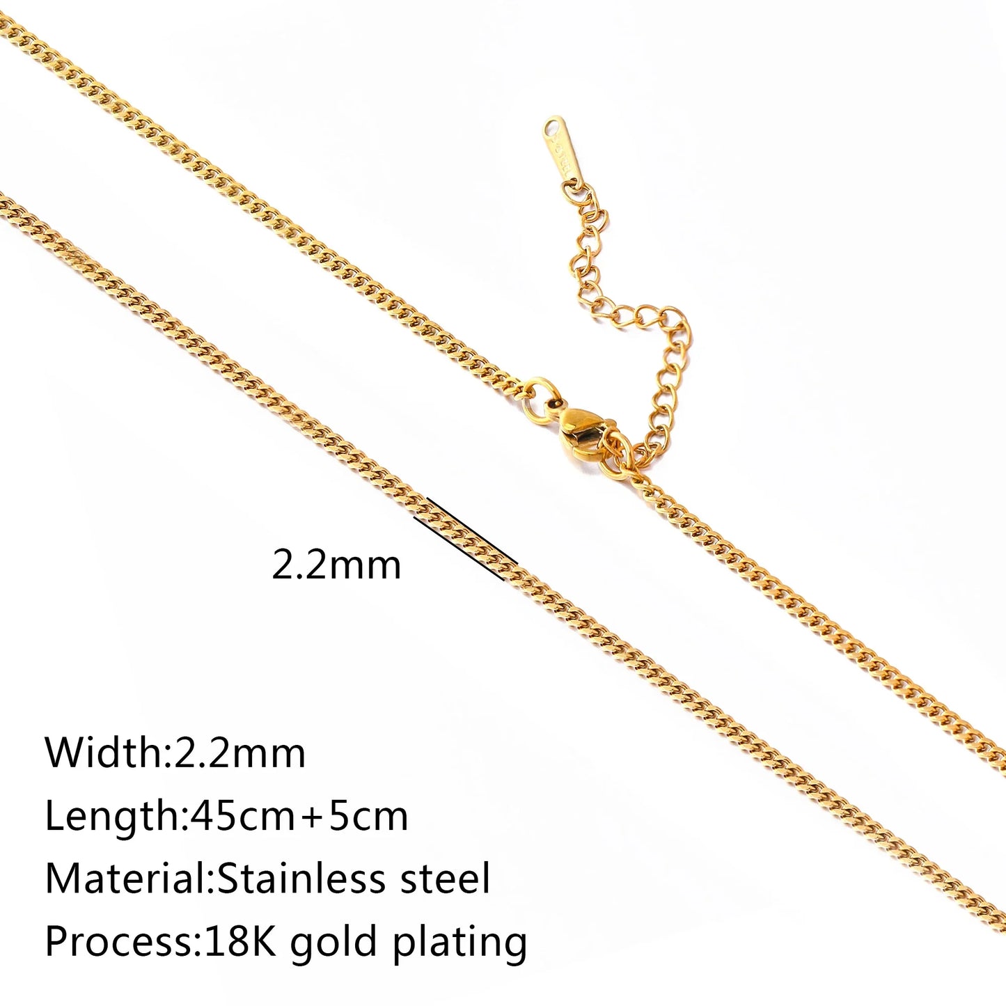5Pcs/Lot Stainless Steel Bead Rope Link/Cuban/Paperclip Links Snake Chain Necklace Diy Women Jewelry 18K Gold Color Neck Chains