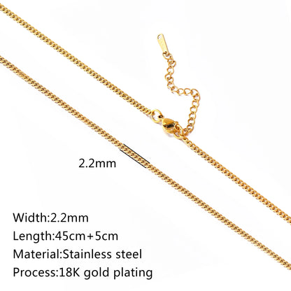 5Pcs/Lot Stainless Steel Bead Rope Link/Cuban/Paperclip Links Snake Chain Necklace Diy Women Jewelry 18K Gold Color Neck Chains