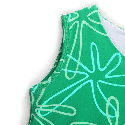 3PCS Full Printing Green Dress for Kids Girl Cosplay Dress+Scarf +Belt Disgust Costume Halloween Disguise Party Joy Clothing