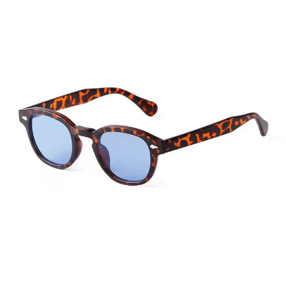 Fashion Transparent Blue Round Sunglasses Women Men 2024 Retro Rivet Tortoise Small Square Sun Glasses UV400 Lunettes De Soleil