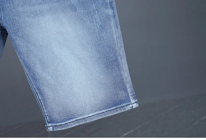Men's Straight Casual Denim Shorts Simple Solid Color Slim Jeans Comfortable Breathable Bermuda Short Pants Summer