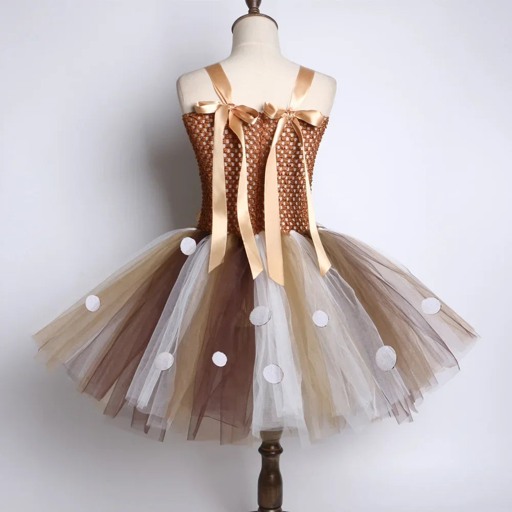 Deer Costume for Girls Christmas Tutu Dress Girls Fancy Elk Reindeer Dress Up Clothes Kids Halloween Birthday Party Costumes