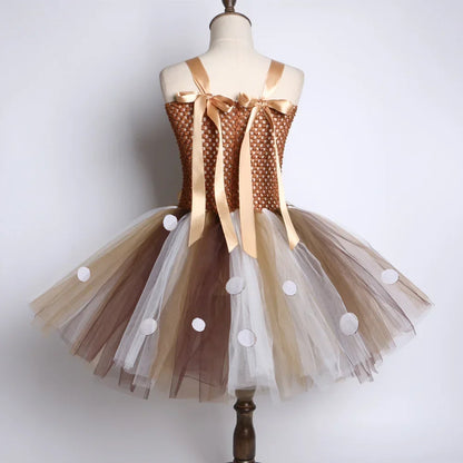 Deer Costume for Girls Christmas Tutu Dress Girls Fancy Elk Reindeer Dress Up Clothes Kids Halloween Birthday Party Costumes
