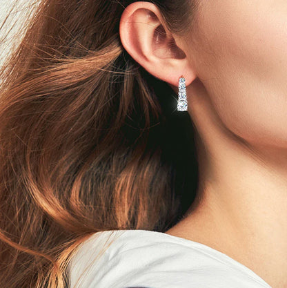 2.2CTTW Gradient Women Moissanite Hoop Earrings Hip-hop Sparkling Pure 925 Sterling Silver Plated 18k Girls Earrings