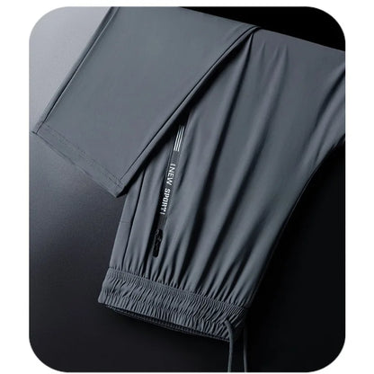 Men's Outdoor Running Fitness Fashion Trend Ice Silk Pants for Spring and Summer Windproof Breathable Lightweight Casual Pants