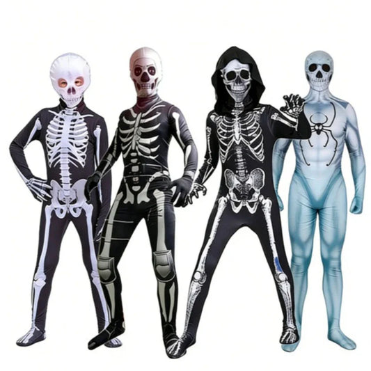 Halloween Costumes for Kids Adult Horror Zombies Ghost Boy Girl Skeleton Pumpkin Jumpsuit for Boy Girl Stage Performance Leotard