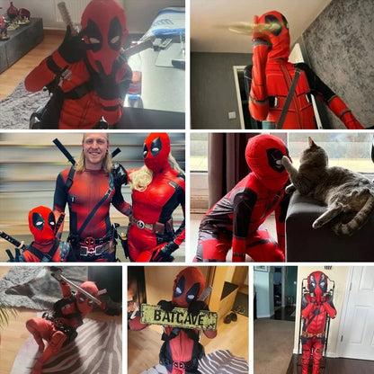 Deadpool Child Costume Halloween Costumes Kids Men Adult Superhero Bodysuit Jumpsuit Children Cosplay Costume Swords Accessories