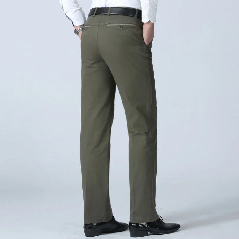 Men's Summer Thin Casual Suit Pants Autumn Thick 100% Cotton Classic Business Fashion Stretch Trousers Male Brand Clothes
