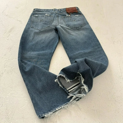 Y2K Vintage Baggy Jeans Men Harajuku Streetwear Wide Leg Denim Pants American Style Distressed Rough Edges Unisex Ripped Jeans