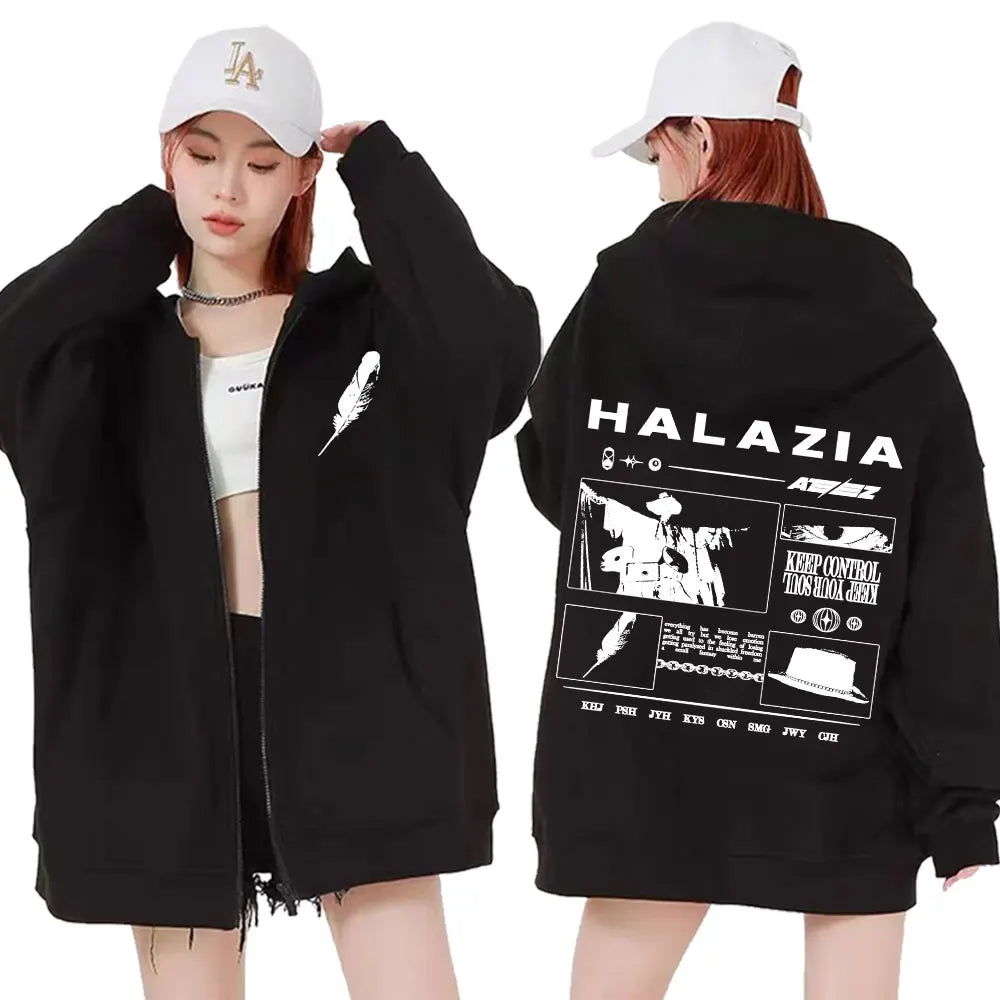 Ateez The World Ep. Fin Will Album Tour 2024 Zipper Hoodies Men Women Korean Fashion Zip Up Sweatshirt Casual Jacket Hoodie Tops
