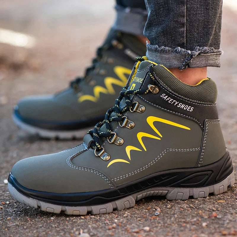 Waterproof Men's Safety Work Boots Steel Toe Shoes Anti Impact And Anti-Puncture Outdoor Adventure Hiking Industrial Boots