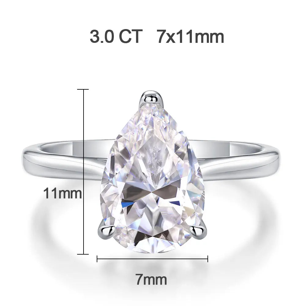 1-4ct Pear Cut Moissanite Engagement Rings for Women D VVS1 Diamond with GRA s925 Sterling Silver Promise Wedding Ring